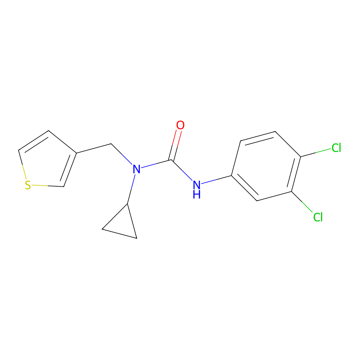 1-Cyclopropyl-3-(3,4-dichlorophenyl)-1-(thiophen-3-ylmethyl)urea molecular structure, CAS 1235386-73-8
