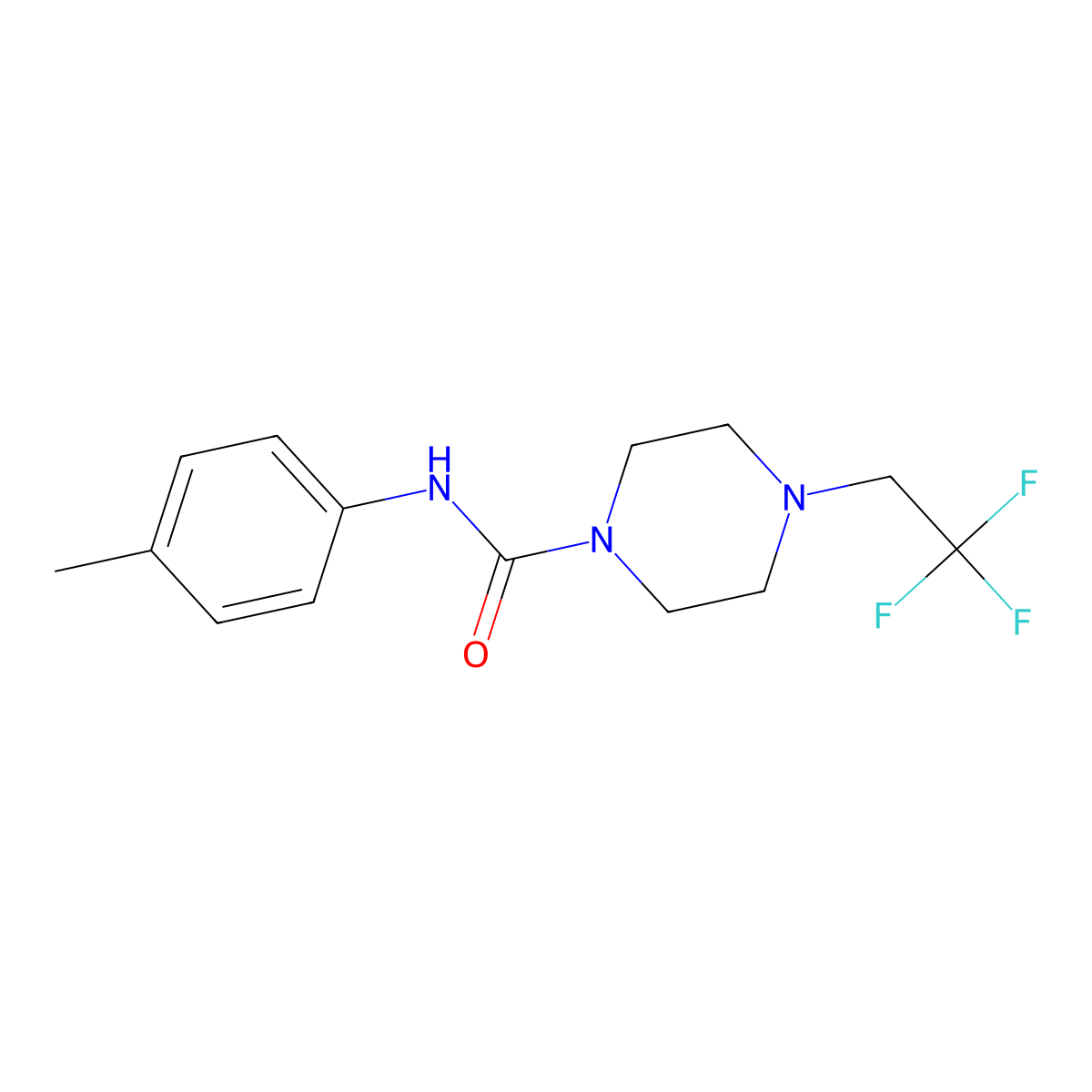 N-(4-methylphenyl)-4-(2,2,2-trifluoroethyl)piperazine-1-carboxamide molecular structure, CAS 1235388-06-3