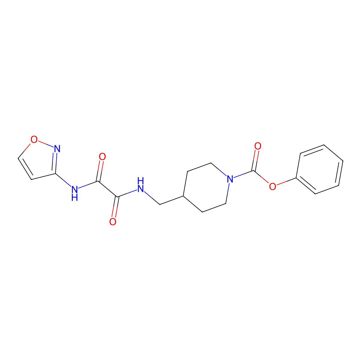 Phenyl 4-((2-(isoxazol-3-ylamino)-2-oxoacetamido)methyl)piperidine-1-carboxylate molecular structure, CAS 1235388-47-2