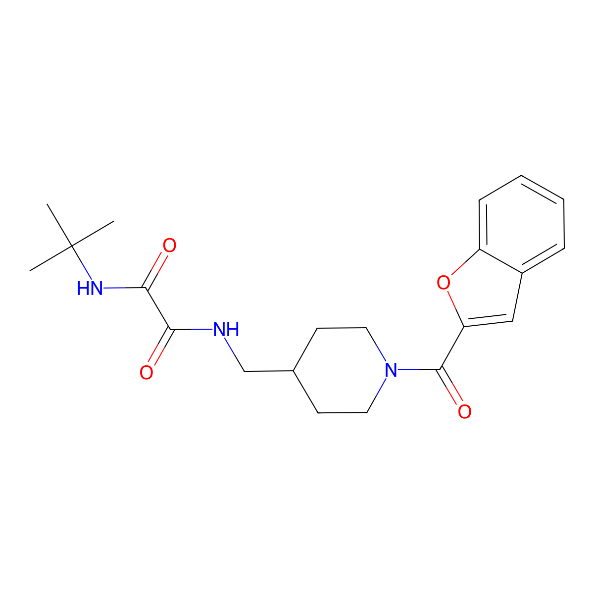 N1-((1-(benzofuran-2-carbonyl)piperidin-4-yl)methyl)-N2-(tert-butyl)oxalamide molecular structure, CAS 1235388-74-5