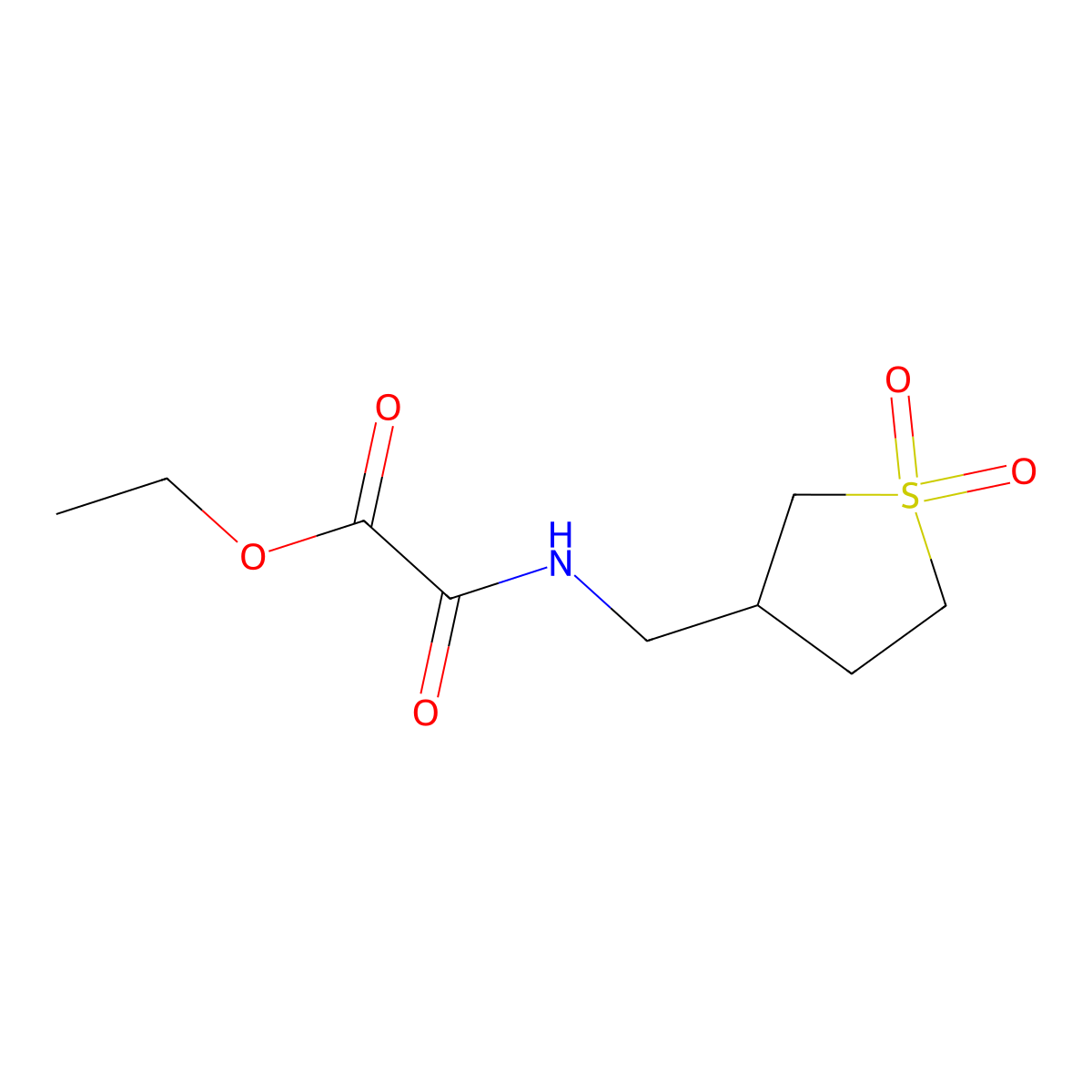 Ethyl 2-(((1,1-dioxidotetrahydrothiophen-3-yl)methyl)amino)-2-oxoacetate molecular structure, CAS 1235389-16-8