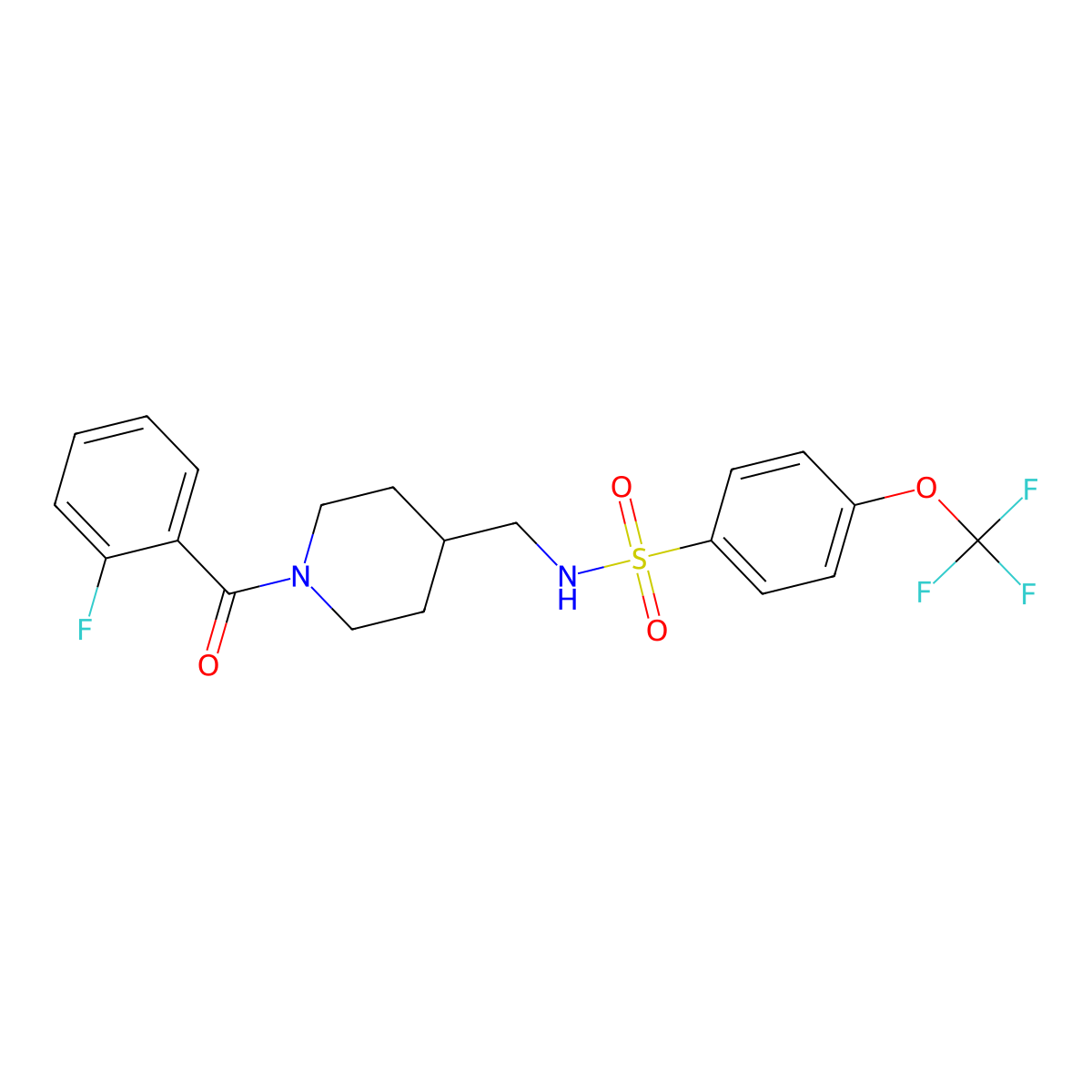 N-((1-(2-fluorobenzoyl)piperidin-4-yl)methyl)-4-(trifluoromethoxy)benzenesulfonamide molecular structure, CAS 1235389-65-7