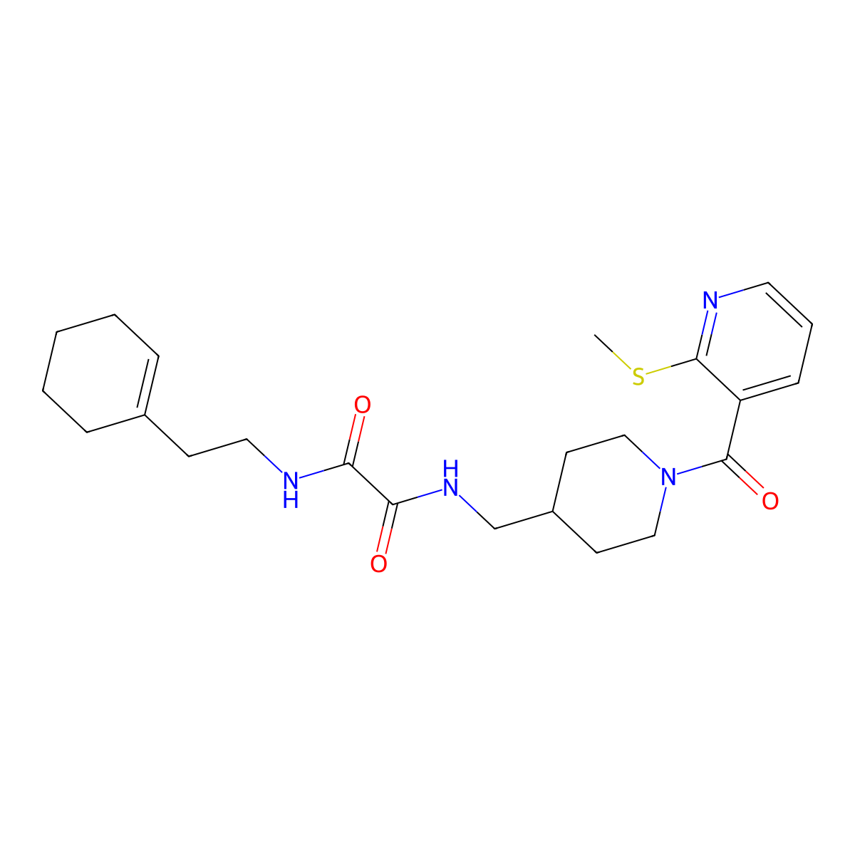 N1-(2-(cyclohex-1-en-1-yl)ethyl)-N2-((1-(2-(methylthio)nicotinoyl)piperidin-4-yl)methyl)oxalamide molecular structure, CAS 1235389-95-3