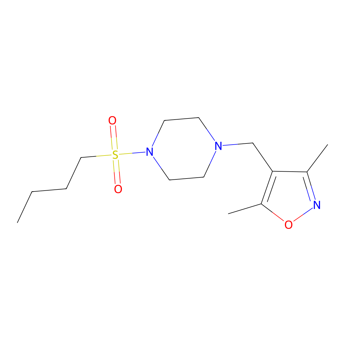 4-((4-(Butylsulfonyl)piperazin-1-yl)methyl)-3,5-dimethylisoxazole molecular structure, CAS 1235390-48-3