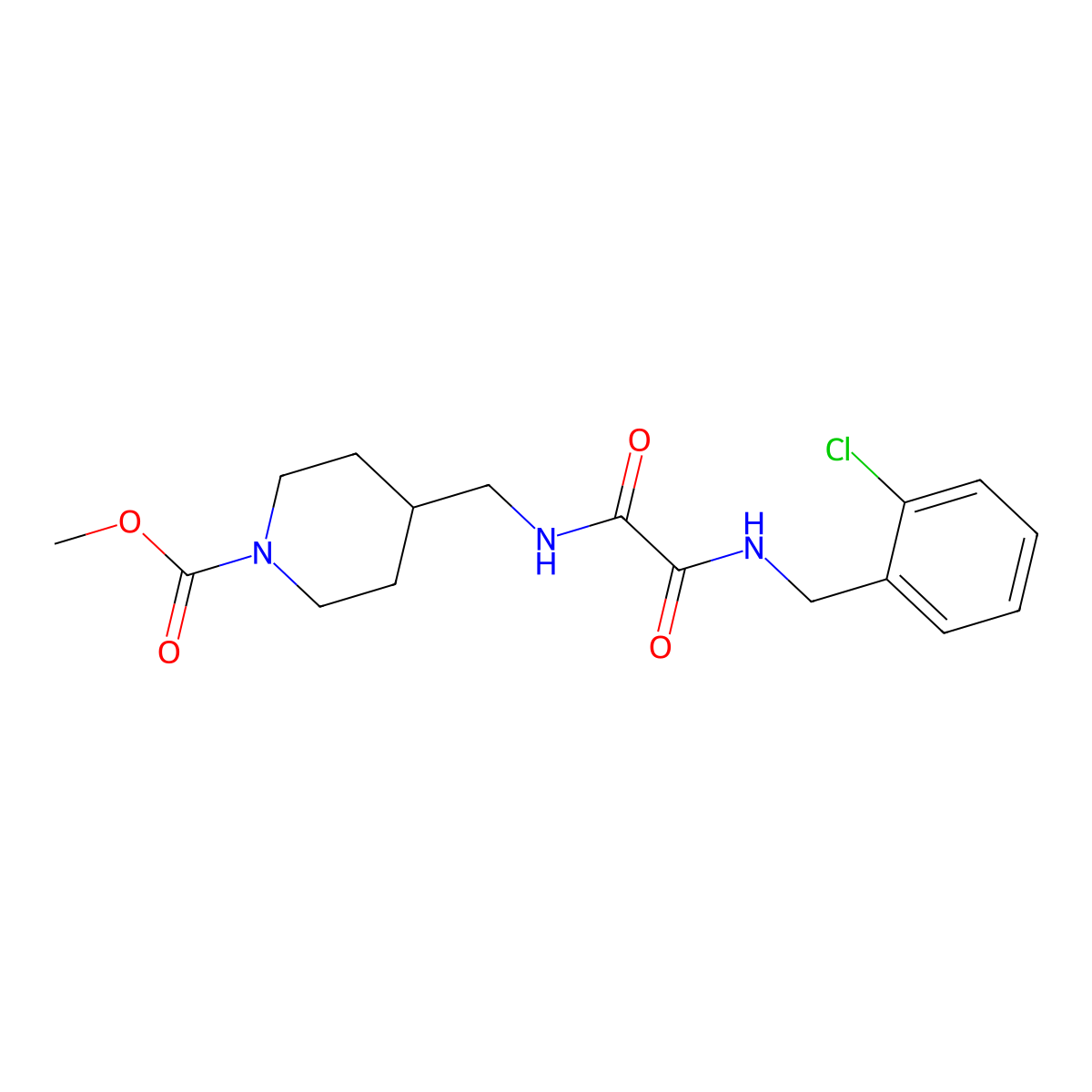 Methyl 4-((2-((2-chlorobenzyl)amino)-2-oxoacetamido)methyl)piperidine-1-carboxylate molecular structure, CAS 1235390-93-8