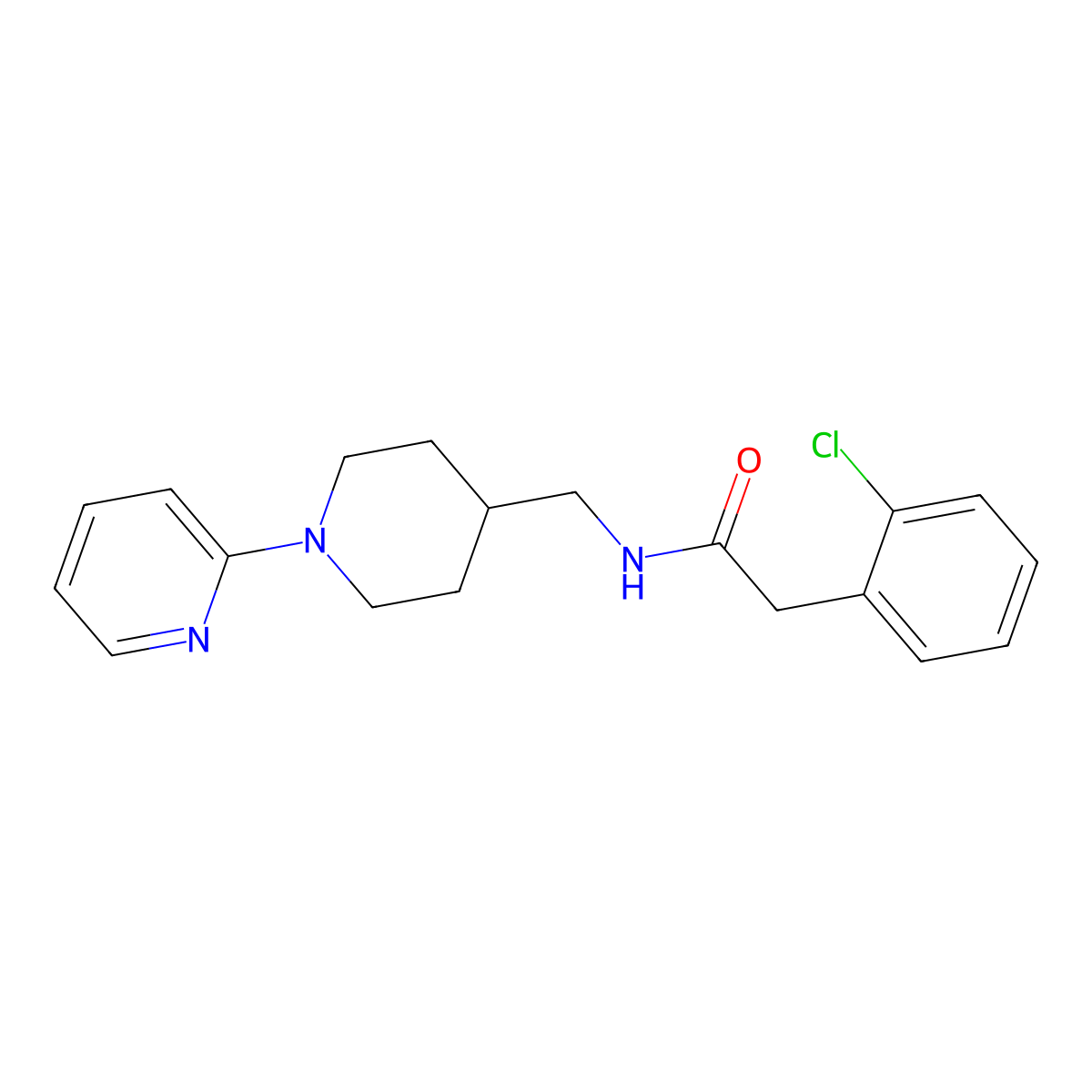 2-(2-chlorophenyl)-N-{[1-(pyridin-2-yl)piperidin-4-yl]methyl}acetamide molecular structure, CAS 1235391-09-9