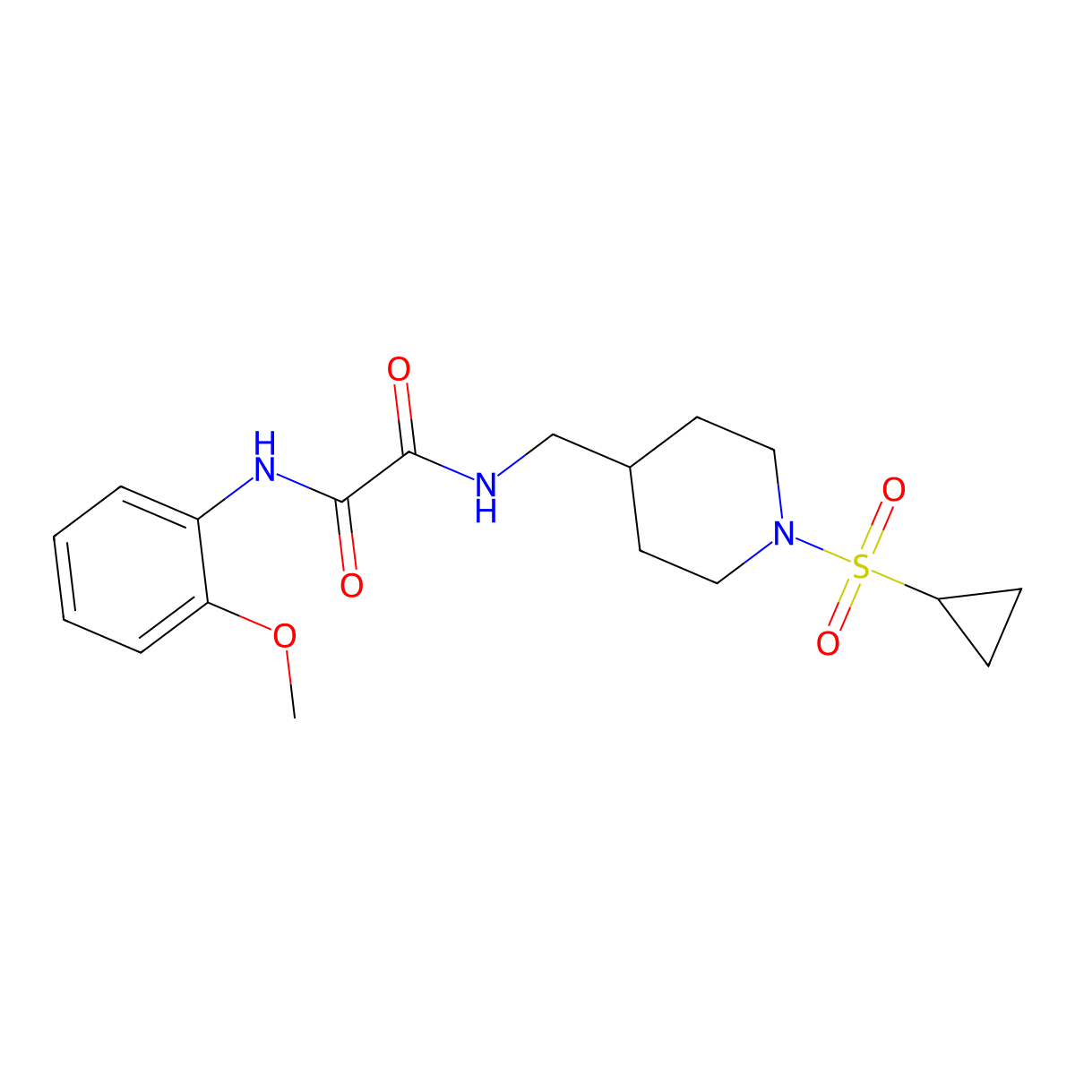 N1-((1-(cyclopropylsulfonyl)piperidin-4-yl)methyl)-N2-(2-methoxyphenyl)oxalamide molecular structure, CAS 1235391-25-9