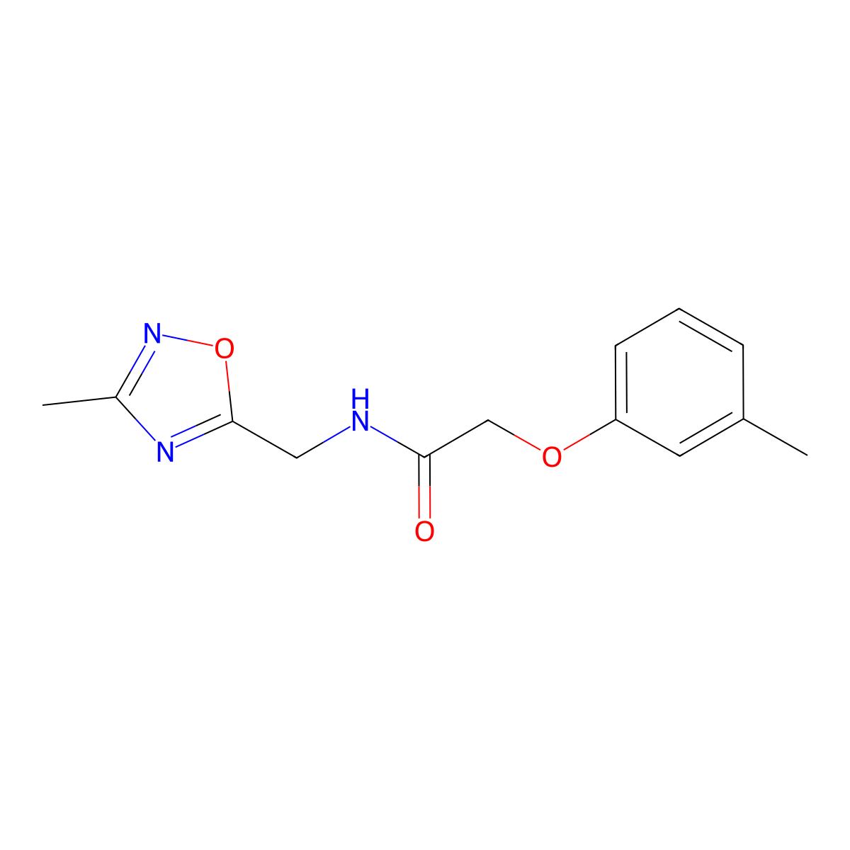 N-((3-methyl-1,2,4-oxadiazol-5-yl)methyl)-2-(m-tolyloxy)acetamide molecular structure, CAS 1235392-49-0