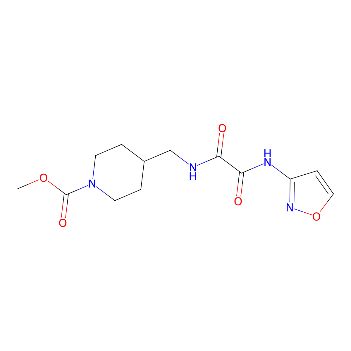 Methyl 4-((2-(isoxazol-3-ylamino)-2-oxoacetamido)methyl)piperidine-1-carboxylate molecular structure, CAS 1235395-19-3