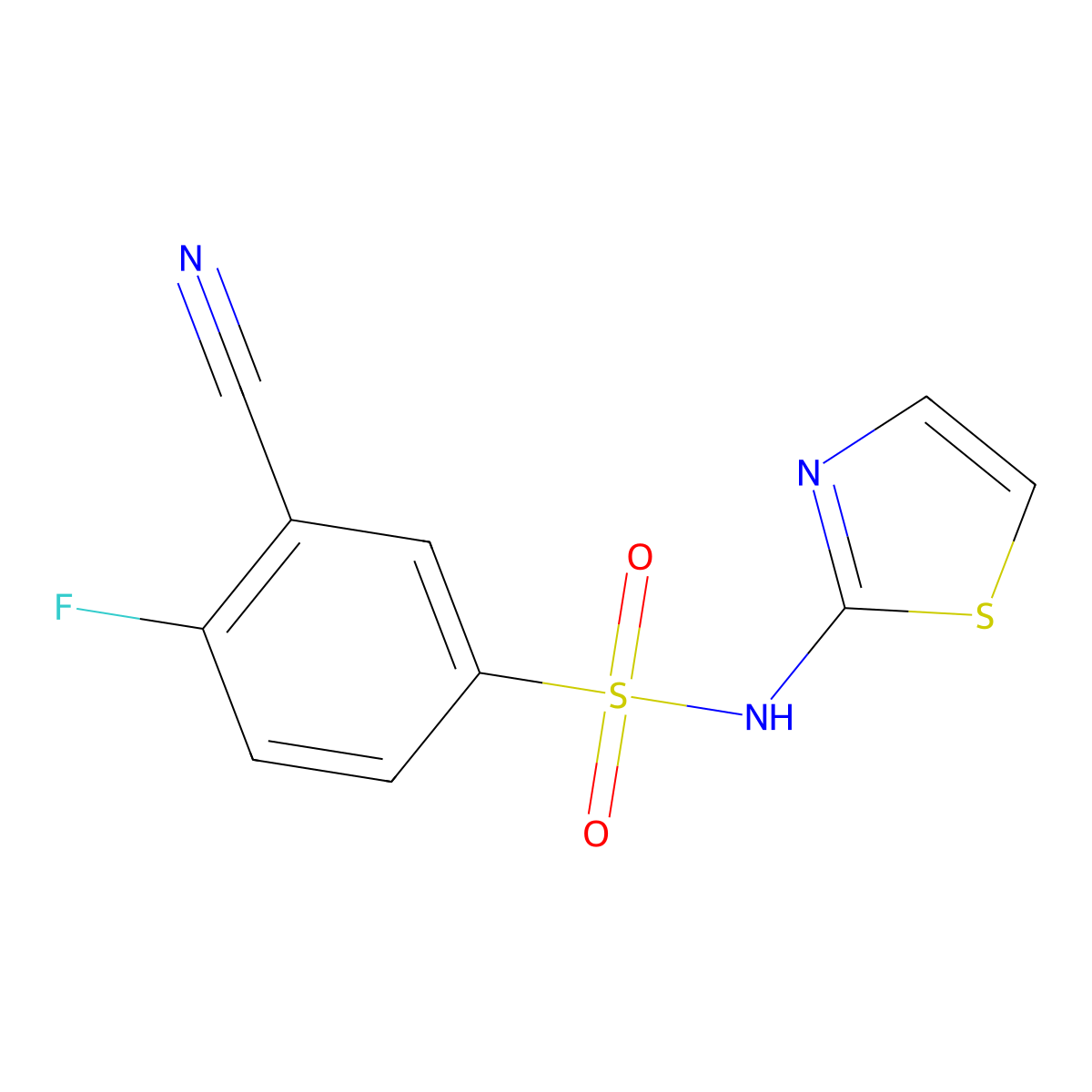 3-Cyano-4-fluoro-N-(thiazol-2-yl)benzenesulfonamide molecular structure, CAS 1235406-28-6