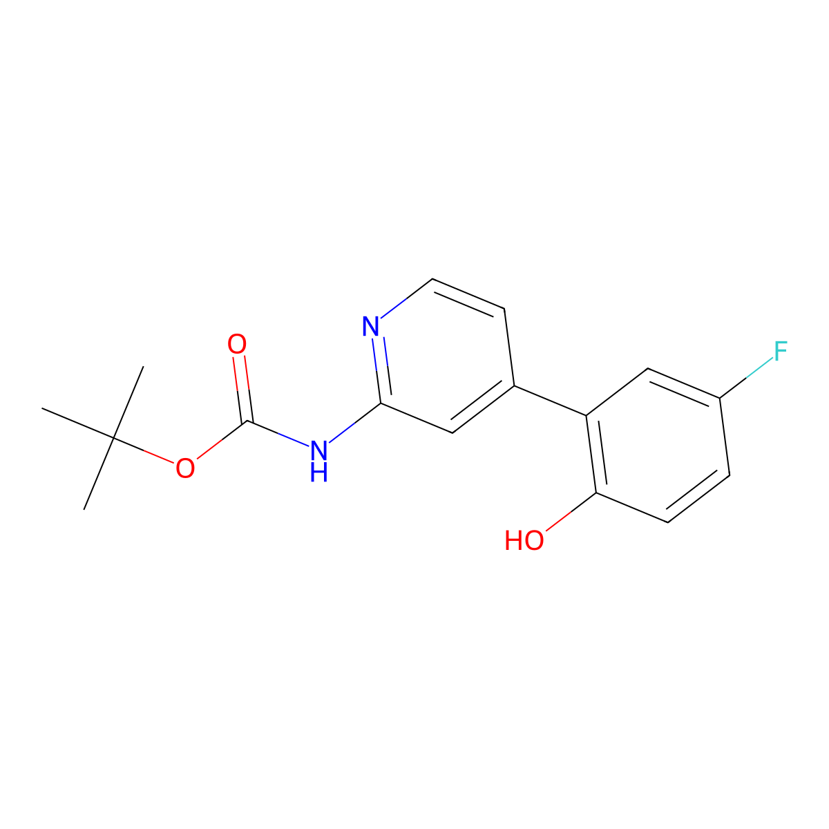 Tert-butyl (4-(5-fluoro-2-hydroxyphenyl)pyridin-2-yl)carbamate molecular structure, CAS 1235406-48-0