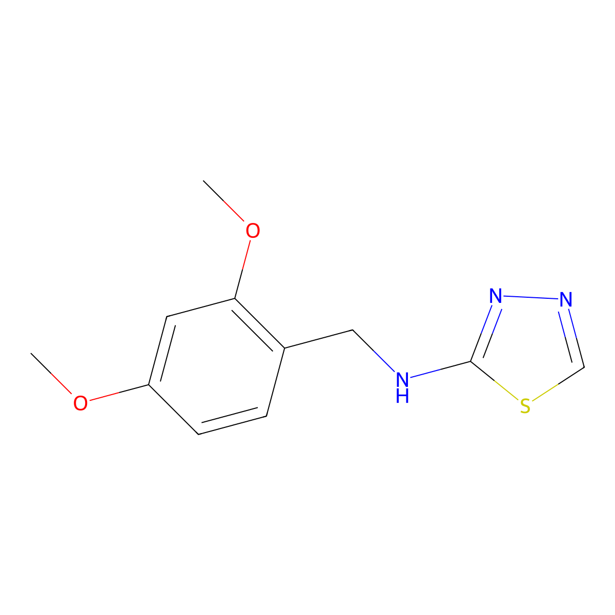 N-(2,4-dimethoxybenzyl)-1,3,4-thiadiazol-2-amine molecular structure, CAS 1235406-58-2