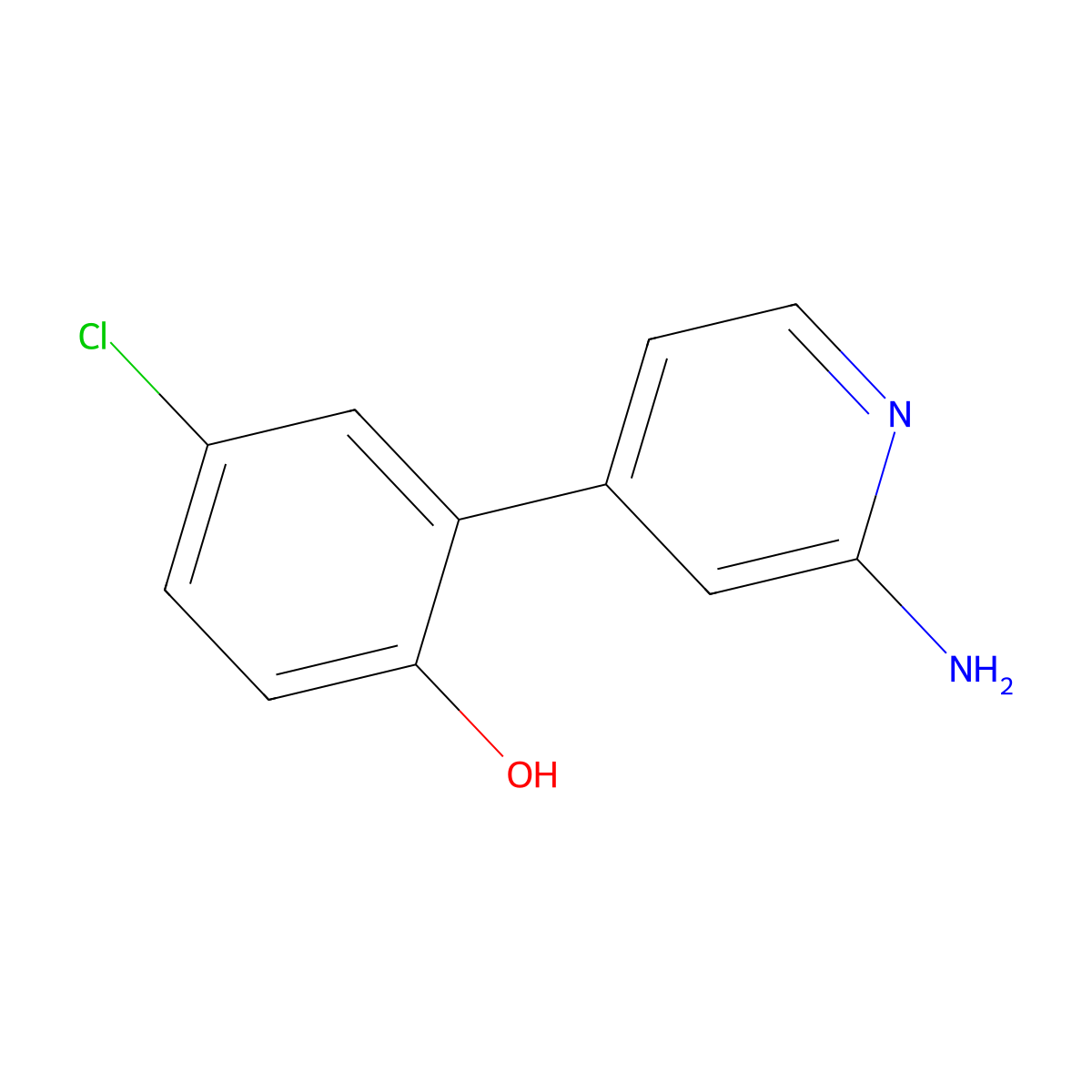 2-(2-Aminopyridin-4-yl)-4-chlorophenol molecular structure, CAS 1235406-61-7