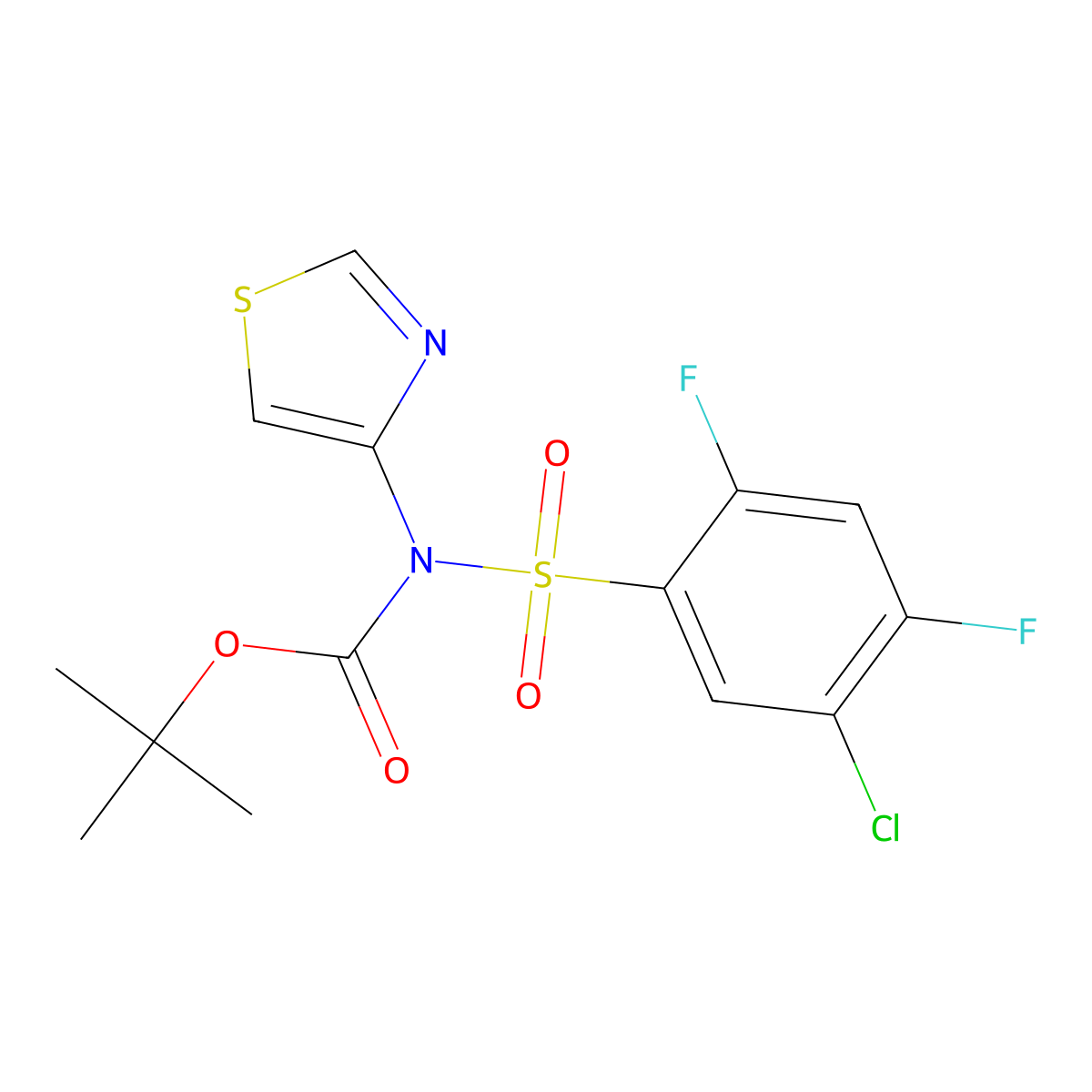 Tert-butyl (5-chloro-2,4-difluorophenyl)sulfonyl(thiazol-4-yl)carbamate molecular structure, CAS 1235406-85-5
