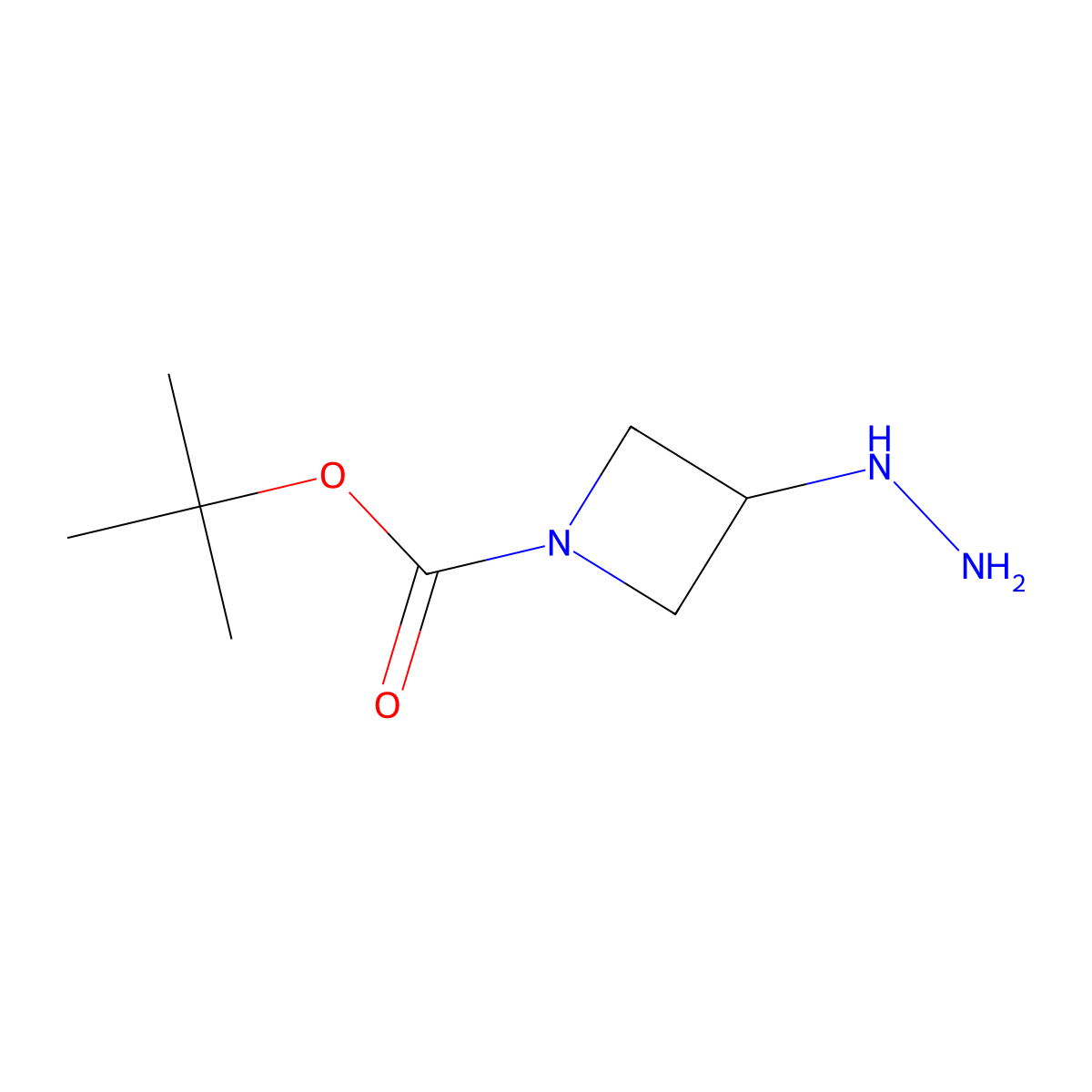 Tert-butyl 3-hydrazinylazetidine-1-carboxylate molecular structure, CAS 1235407-01-8