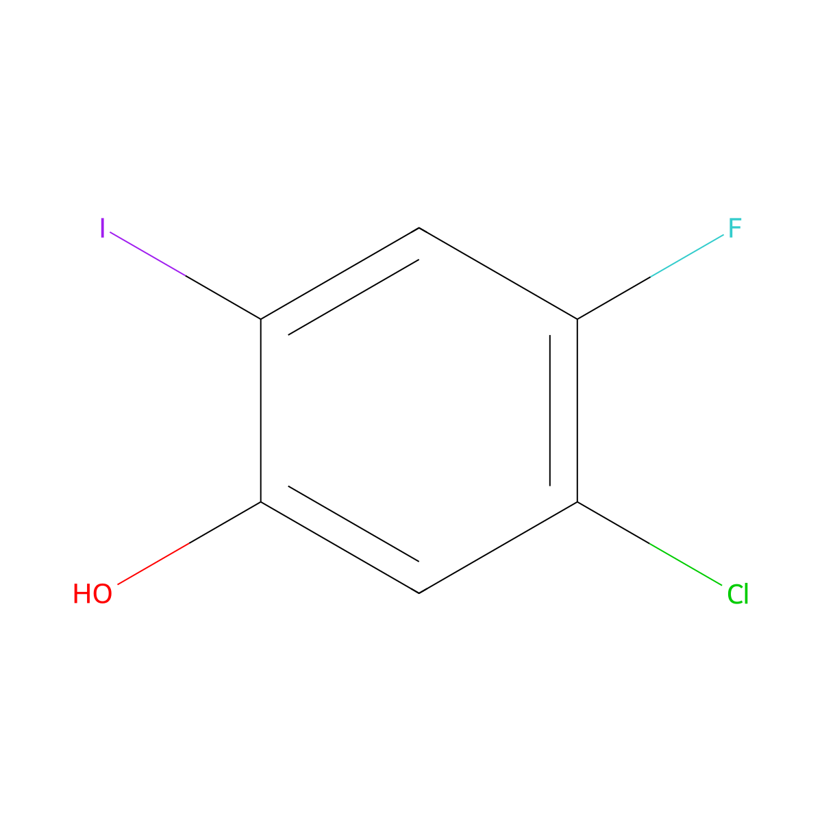 5-Chloro-4-fluoro-2-iodophenol molecular structure, CAS 1235407-13-2