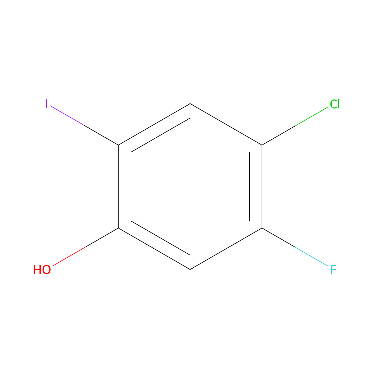 4-Chloro-5-fluoro-2-iodophenol molecular structure, CAS 1235407-15-4