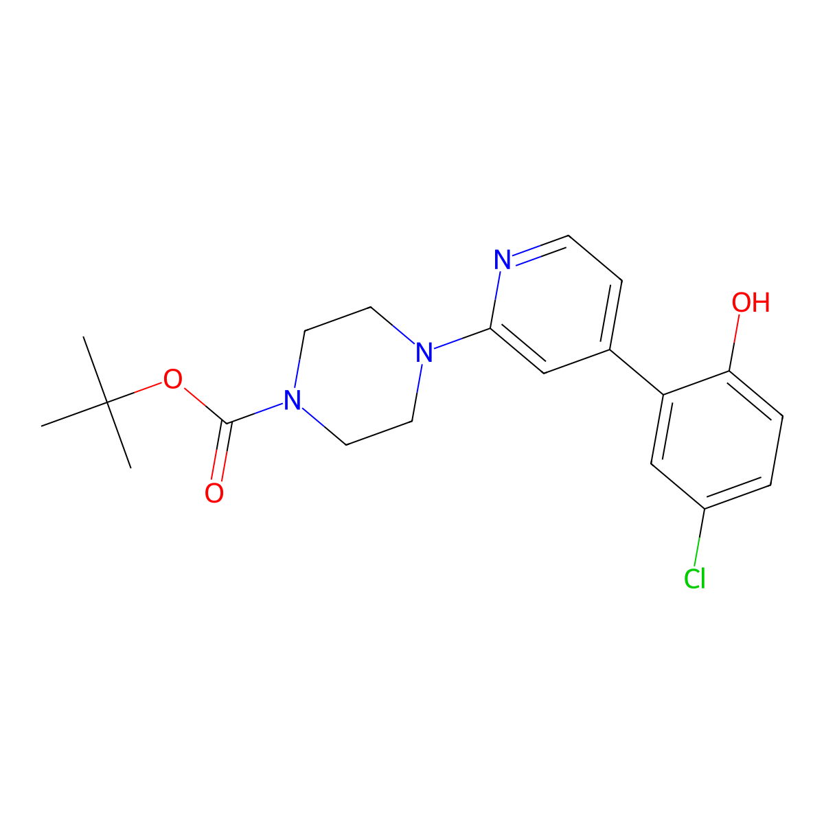 tert-Butyl 4-(4-(5-chloro-2-hydroxyphenyl)pyridin-2-yl)piperazine-1-carboxylate molecular structure, CAS 1235407-20-1