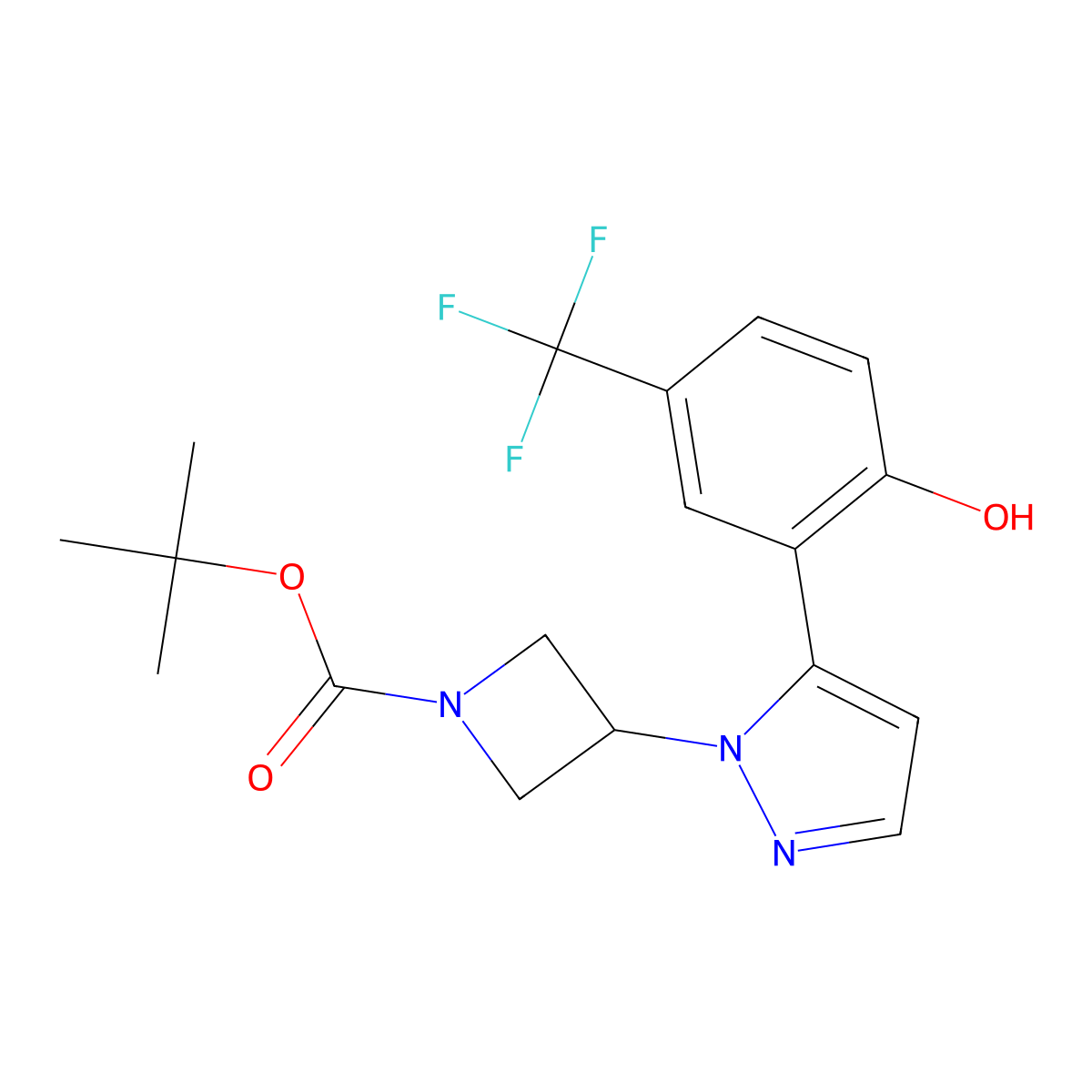tert-Butyl 3-[5-(5-trifluoromethyl-2-hydroxyphenyl)-1H-pyrazol-1-yl]azetidine-1-carboxylate molecular structure, CAS 1235407-23-4
