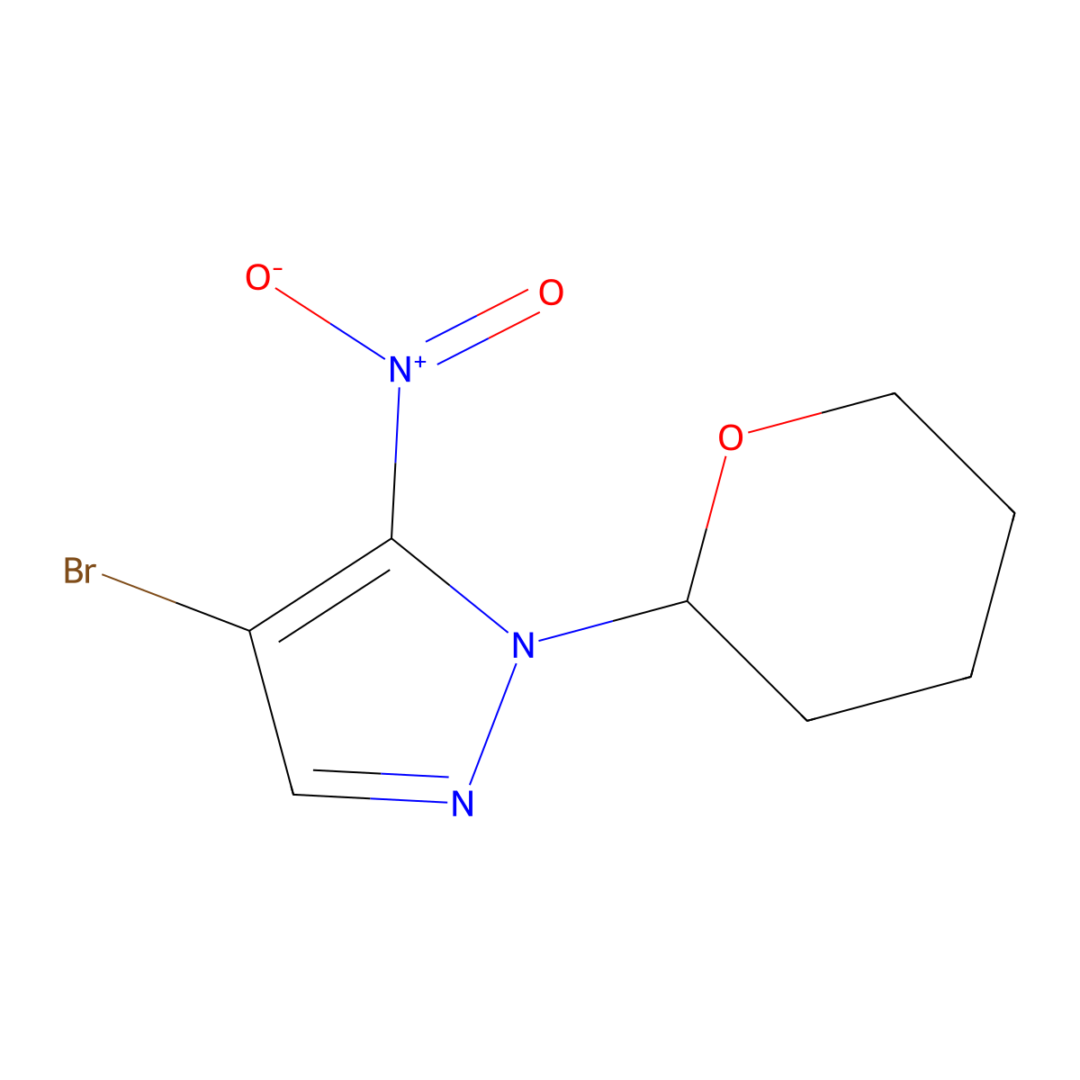 4-bromo-5-nitro-1-(tetrahydro-2H-pyran-2-yl)-1H-pyrazole molecular structure, CAS 1235407-34-7