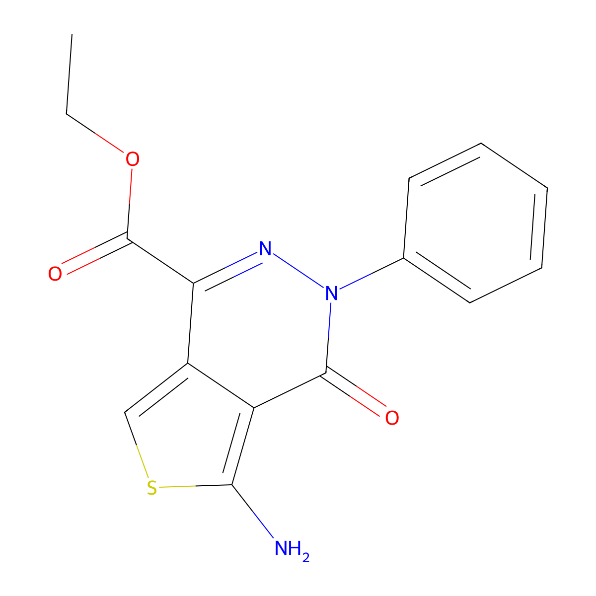 Ethyl 5-amino-4-oxo-3-phenyl-3,4-dihydrothieno[3,4-d]pyridazine-1-carboxylate molecular structure, CAS 123542-47-2
