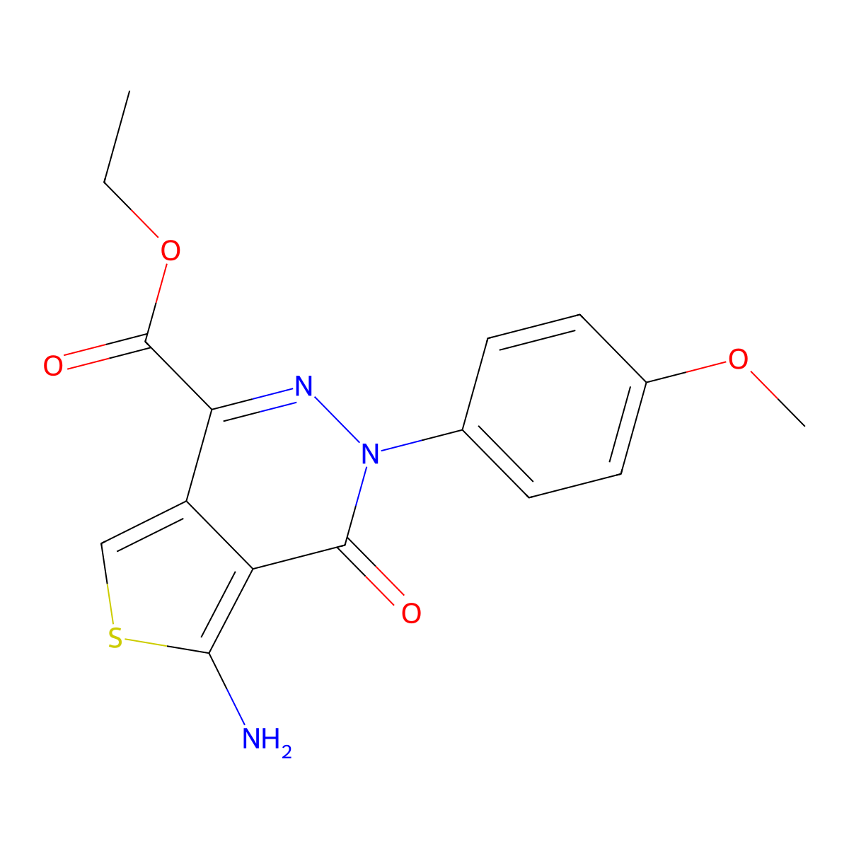 Ethyl 5-amino-3-(4-methoxyphenyl)-4-oxo-3,4-dihydrothieno[3,4-d]pyridazine-1-carboxylate molecular structure, CAS 123542-48-3