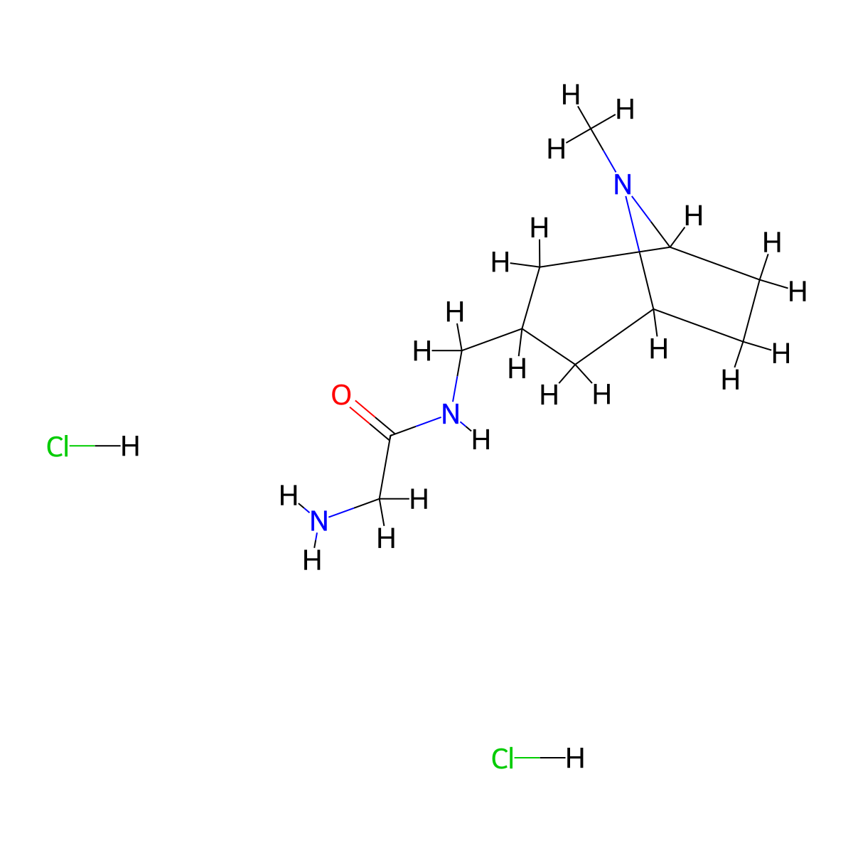 2-amino-N-({8-methyl-8-azabicyclo[3.2.1]octan-3-yl}methyl)acetamide dihydrochloride molecular structure, CAS 1235438-78-4