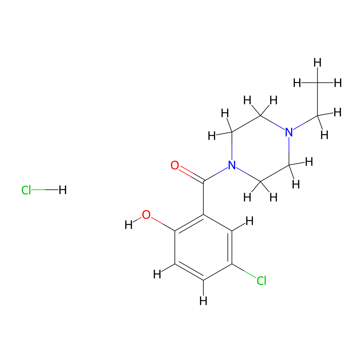 4-Chloro-2-(4-ethylpiperazine-1-carbonyl)phenol hydrochloride molecular structure, CAS 1235438-79-5
