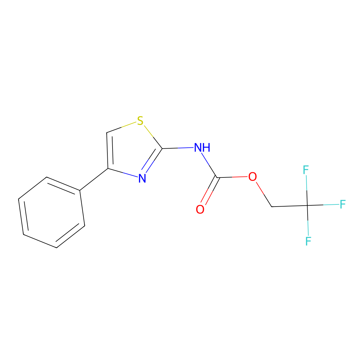 2,2,2-trifluoroethyl N-(4-phenyl-1,3-thiazol-2-yl)carbamate molecular structure, CAS 1235438-81-9