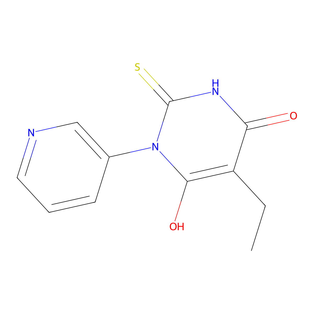 5-Ethyl-6-hydroxy-3-(pyridin-3-yl)-2-sulfanyl-3,4-dihydropyrimidin-4-one molecular structure, CAS 1235438-83-1