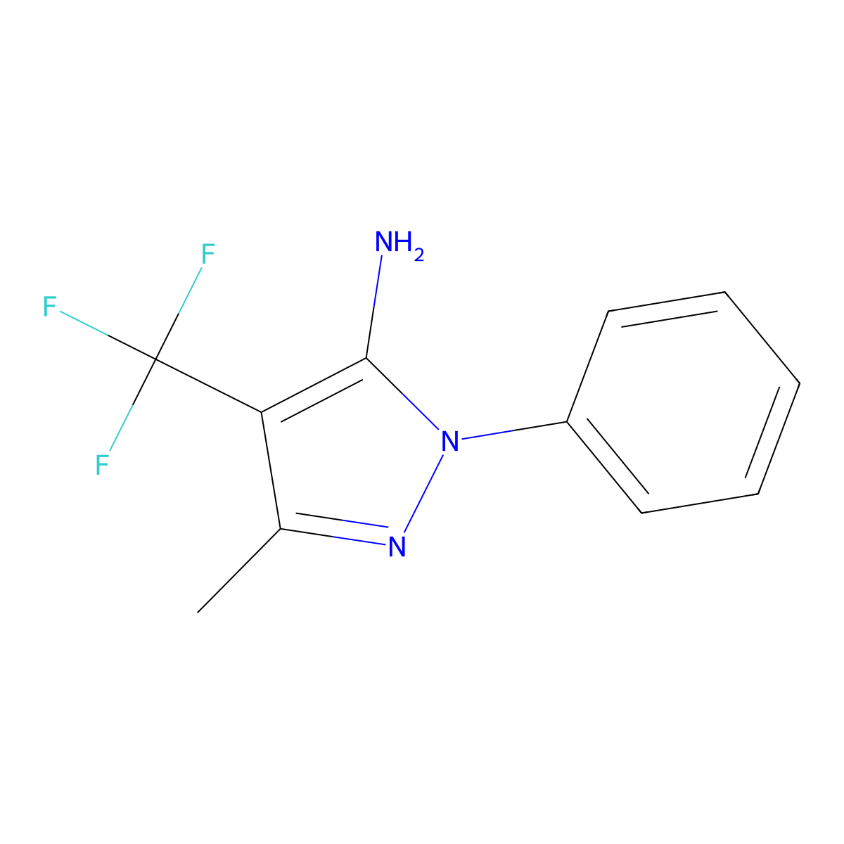 3-methyl-1-phenyl-4-(trifluoromethyl)-1H-pyrazol-5-amine molecular structure, CAS 1235438-91-1