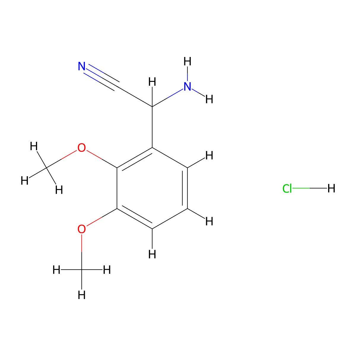 2-Amino-2-(2,3-dimethoxyphenyl)acetonitrile hydrochloride molecular structure, CAS 1235438-96-6