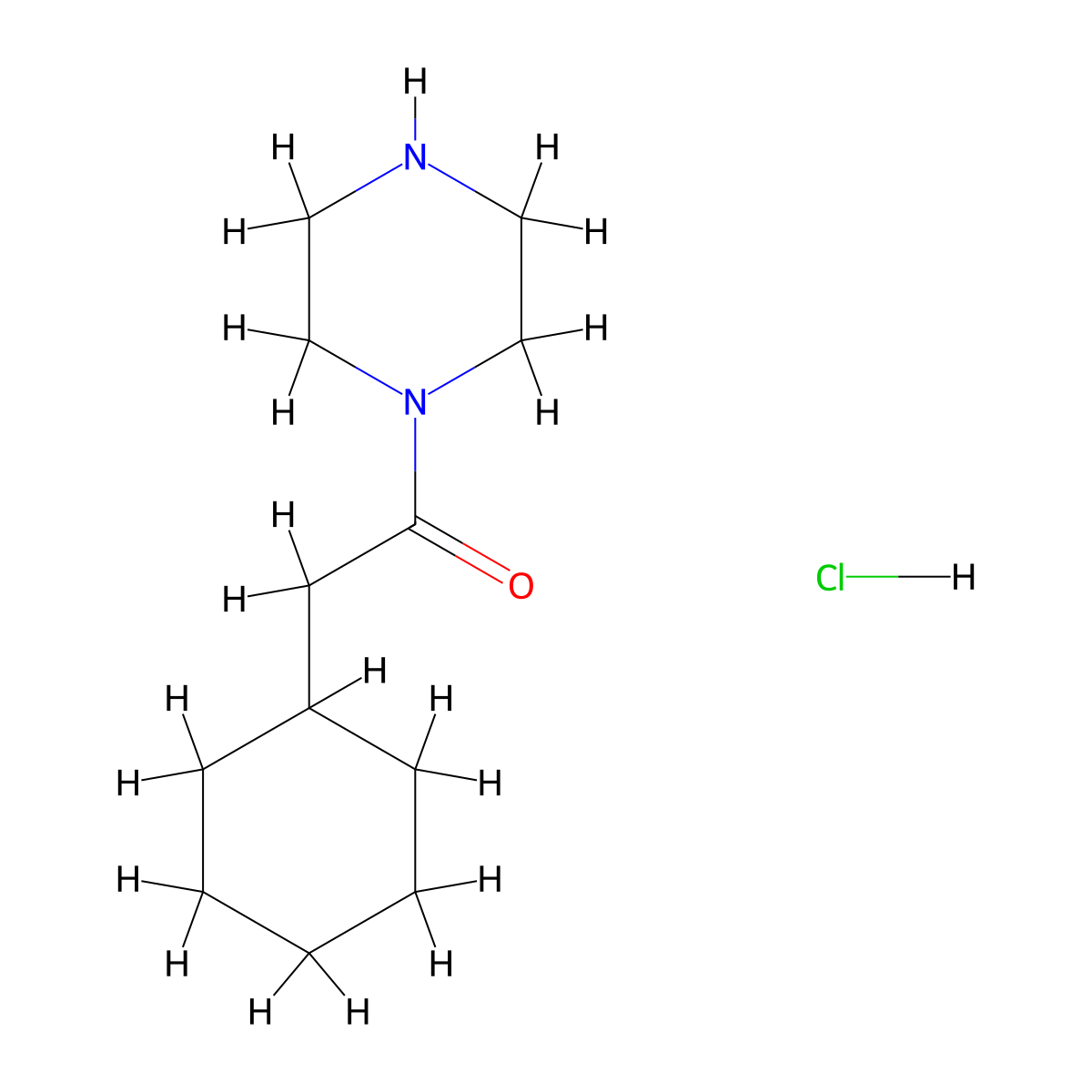 2-Cyclohexyl-1-(piperazin-1-yl)ethan-1-one hydrochloride molecular structure, CAS 1235439-06-1