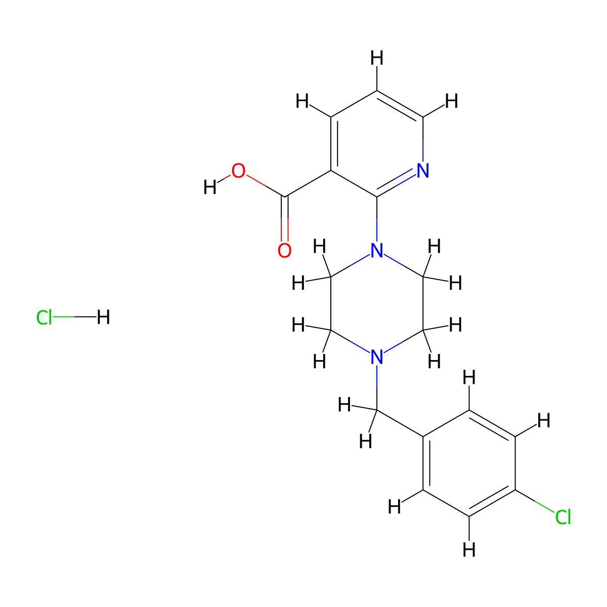 2-{4-[(4-Chlorophenyl)methyl]piperazin-1-yl}pyridine-3-carboxylic acid hydrochloride molecular structure, CAS 1235439-09-4