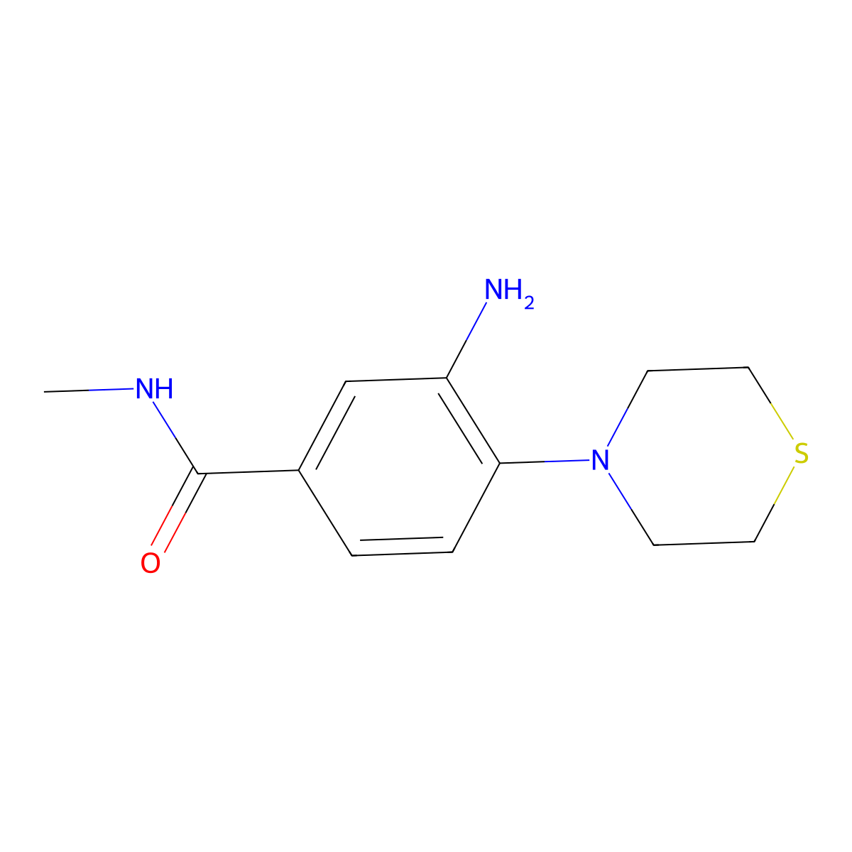 3-amino-N-methyl-4-(thiomorpholin-4-yl)benzamide molecular structure, CAS 1235439-18-5