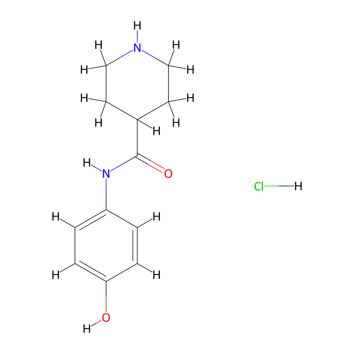 N-(4-hydroxyphenyl)piperidine-4-carboxamide hydrochloride molecular structure, CAS 1235439-23-2