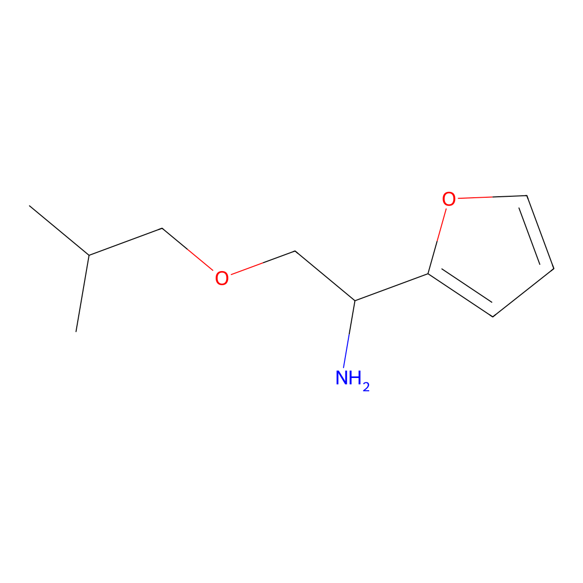 1-(Furan-2-yl)-2-(2-methylpropoxy)ethan-1-amine molecular structure, CAS 1235439-26-5