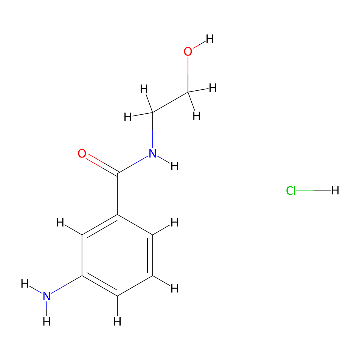 3-amino-N-(2-hydroxyethyl)benzamide hydrochloride molecular structure, CAS 1235439-31-2