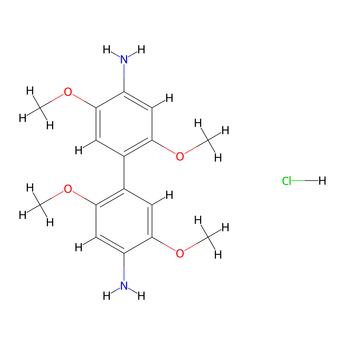 4-(4-Amino-2,5-dimethoxyphenyl)-2,5-dimethoxyaniline hydrochloride molecular structure, CAS 1235439-32-3