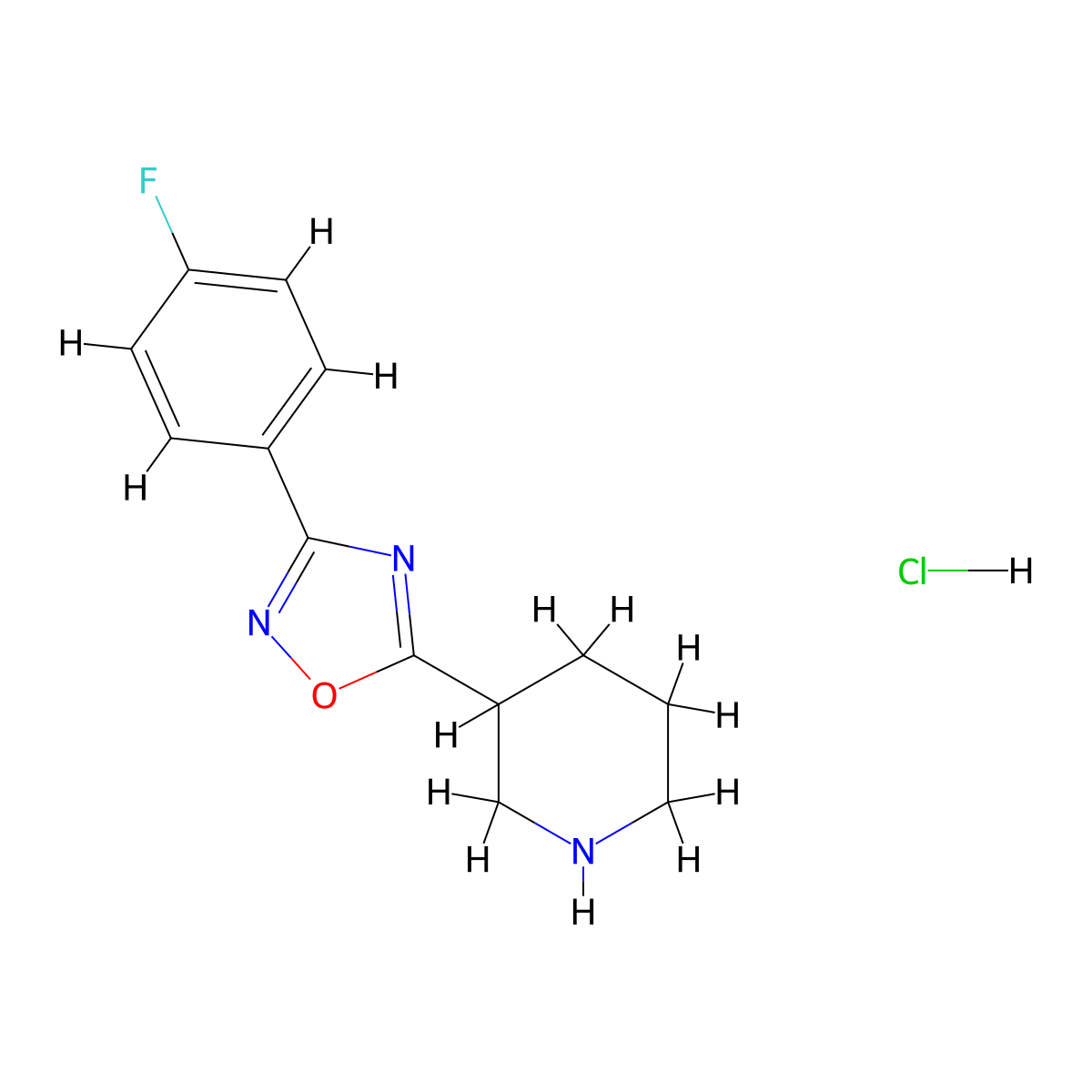 3-[3-(4-Fluorophenyl)-1,2,4-oxadiazol-5-yl]piperidine hydrochloride molecular structure, CAS 1235439-35-6