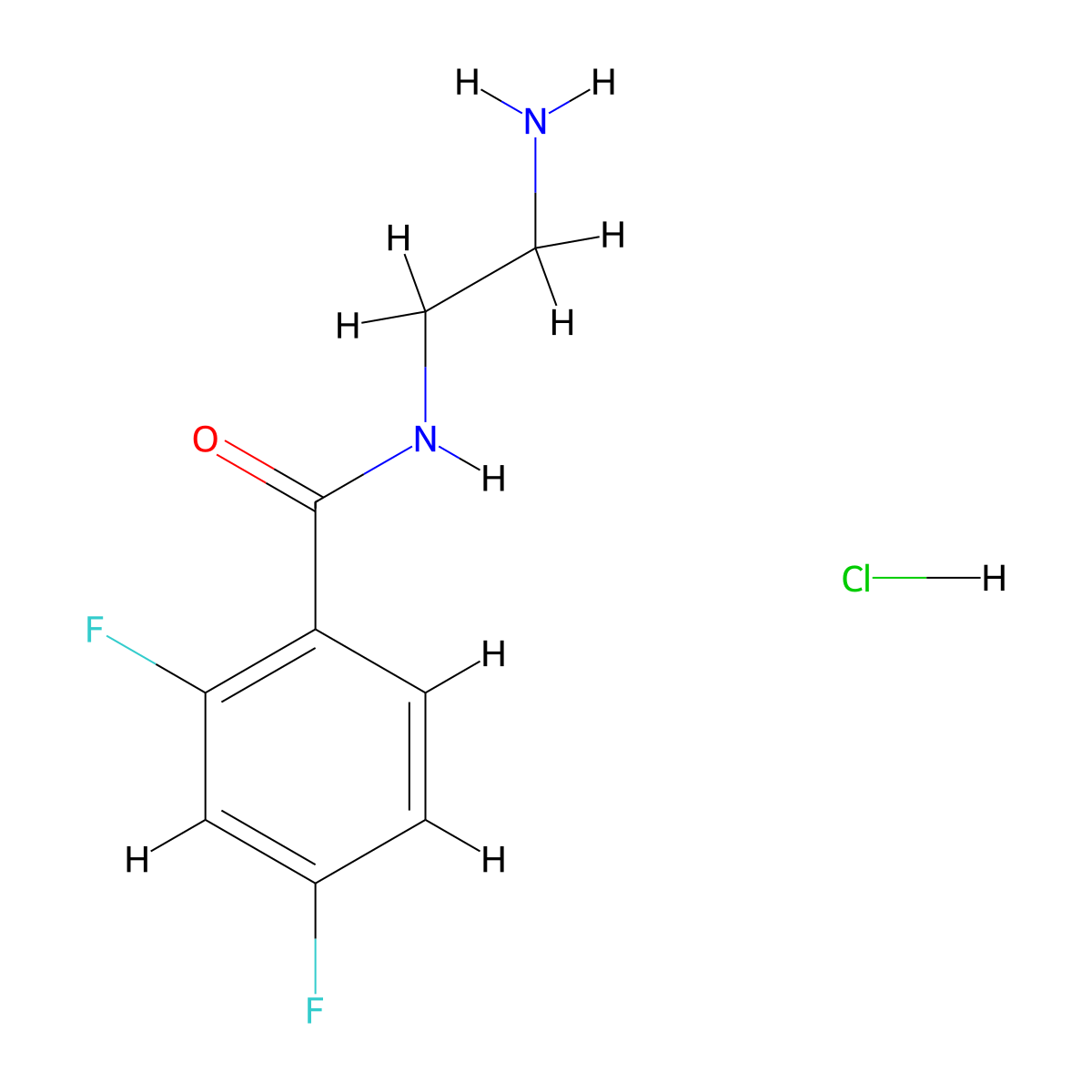 N-(2-aminoethyl)-2,4-difluorobenzamide hydrochloride molecular structure, CAS 1235439-38-9