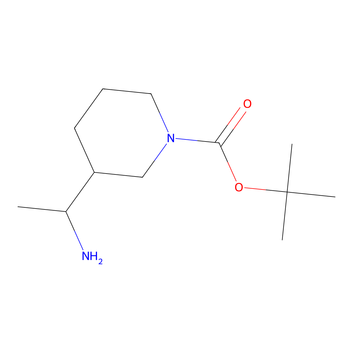 Tert-butyl 3-(1-aminoethyl)piperidine-1-carboxylate molecular structure, CAS 1235439-55-0