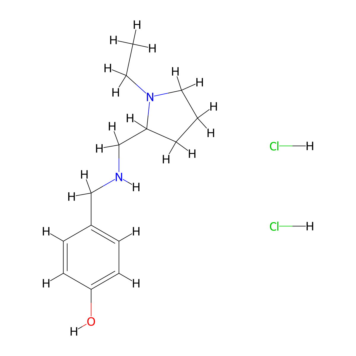 4-({[(1-Ethylpyrrolidin-2-yl)methyl]amino}methyl)phenol dihydrochloride molecular structure, CAS 1235439-59-4