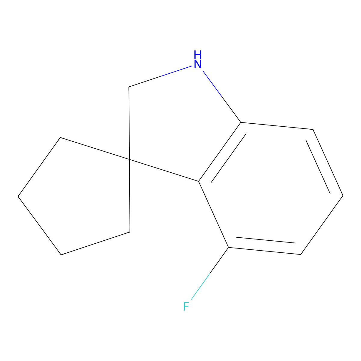 4'-Fluoro-1',2'-dihydrospiro[cyclopentane-1,3'-indole] molecular structure, CAS 1235439-61-8