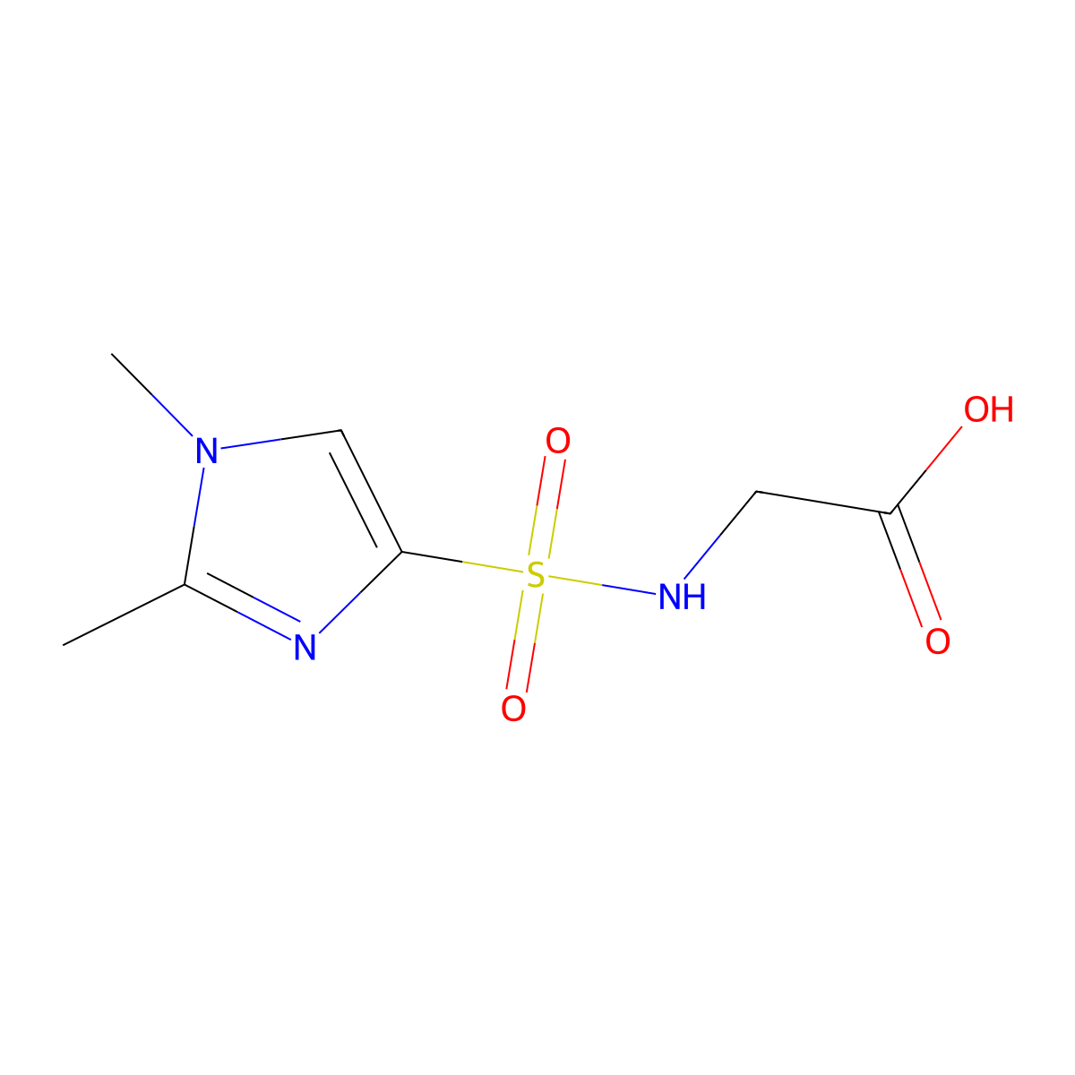 2-(1,2-dimethyl-1H-imidazole-4-sulfonamido)acetic acid molecular structure, CAS 1235439-62-9