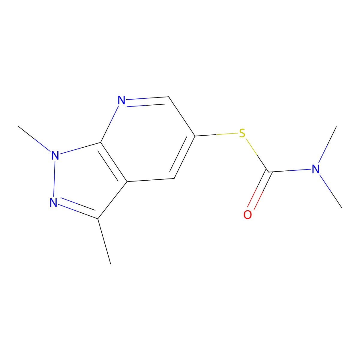 1-({1,3-dimethyl-1H-pyrazolo[3,4-b]pyridin-5-yl}sulfanyl)-N,N-dimethylformamide molecular structure, CAS 1235439-63-0