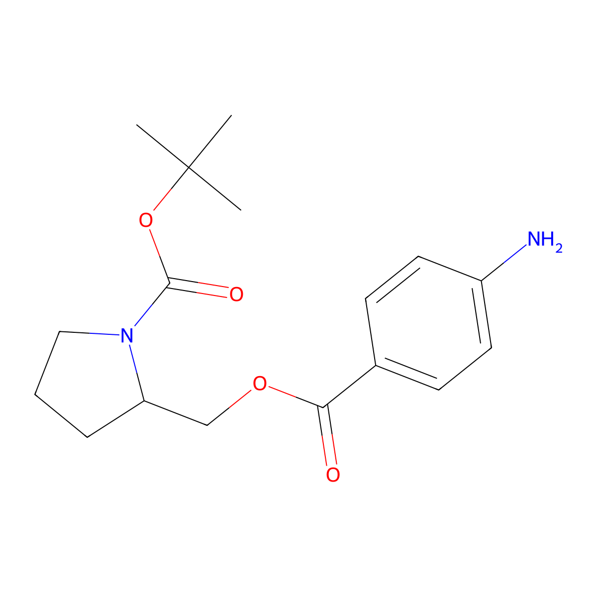 Tert-butyl 2-[(4-aminobenzoyloxy)methyl]pyrrolidine-1-carboxylate molecular structure, CAS 1235439-65-2