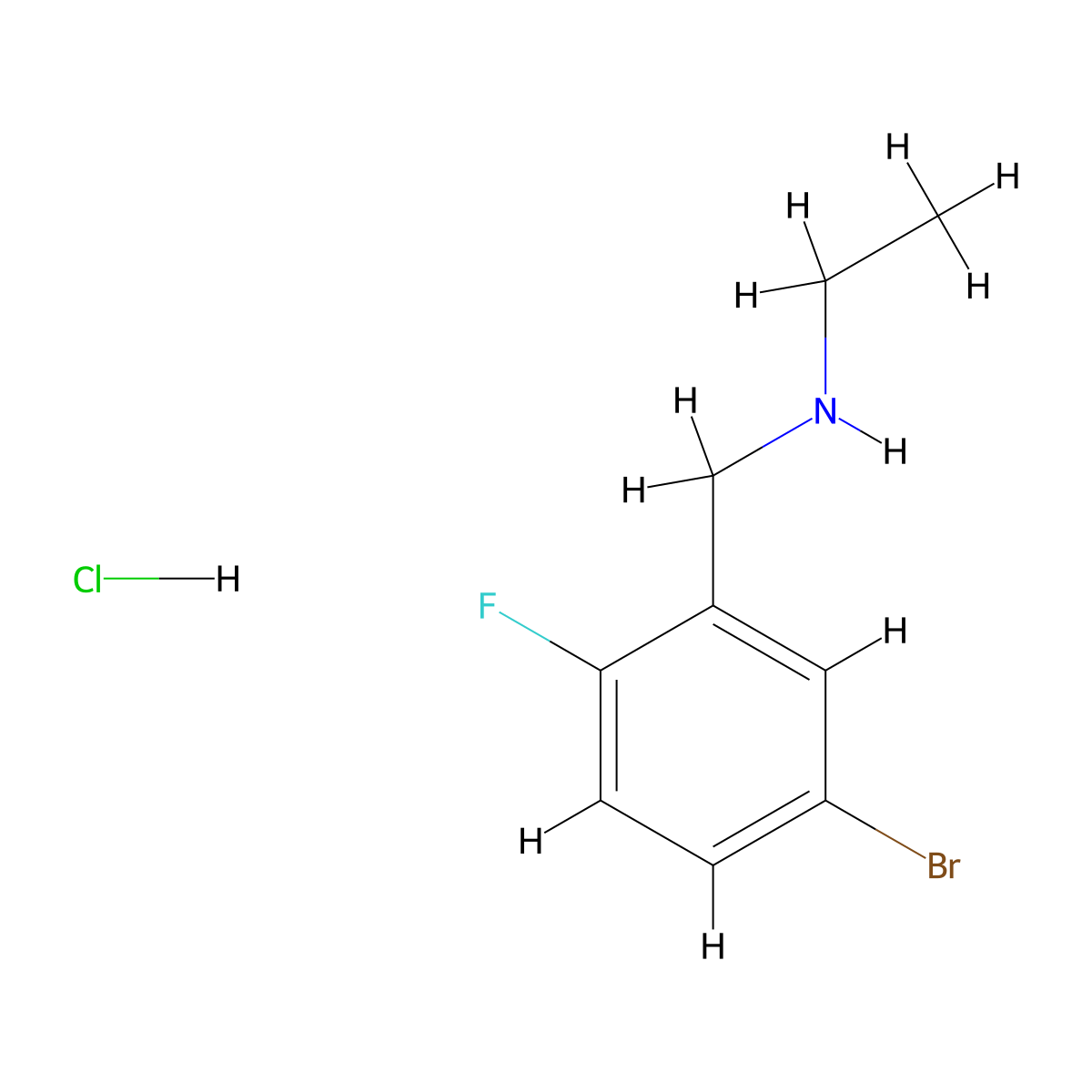 ((5-Bromo-2-fluorophenyl)methyl)(ethyl)amine hydrochloride molecular structure, CAS 1235439-66-3