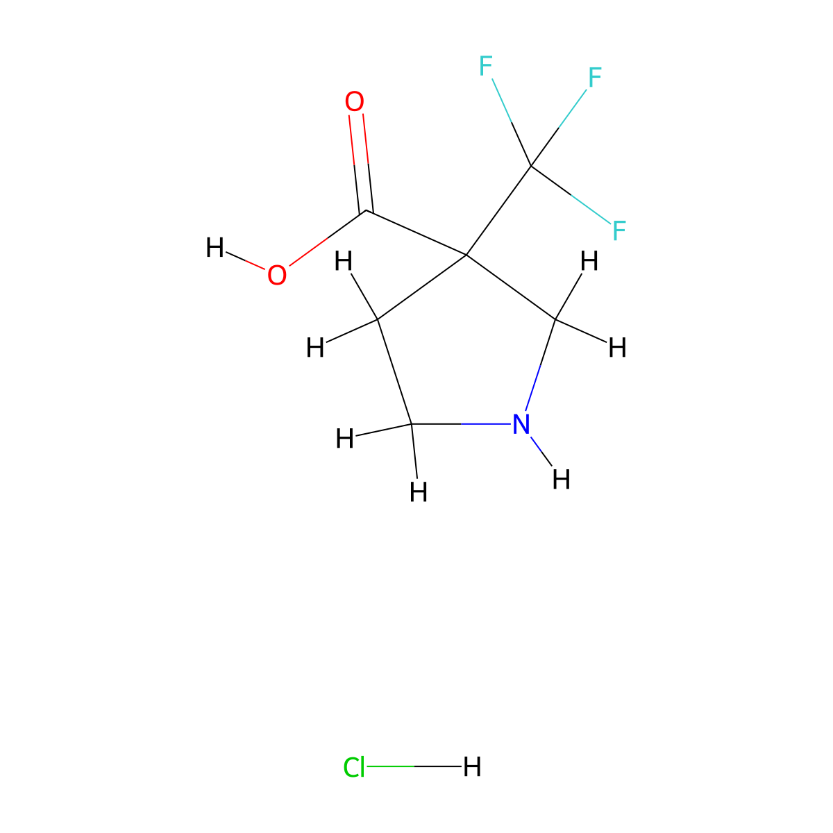 3-(Trifluoromethyl)pyrrolidine-3-carboxylic acid hydrochloride molecular structure, CAS 1235439-68-5