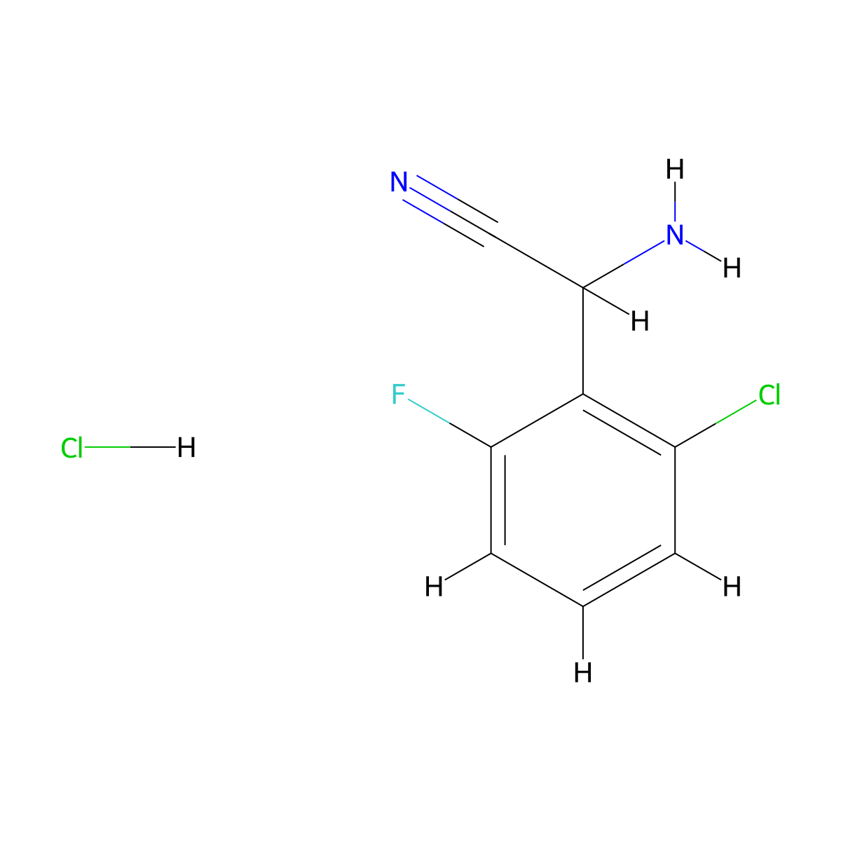 2-Amino-2-(2-chloro-6-fluorophenyl)acetonitrile hydrochloride molecular structure, CAS 1235439-69-6
